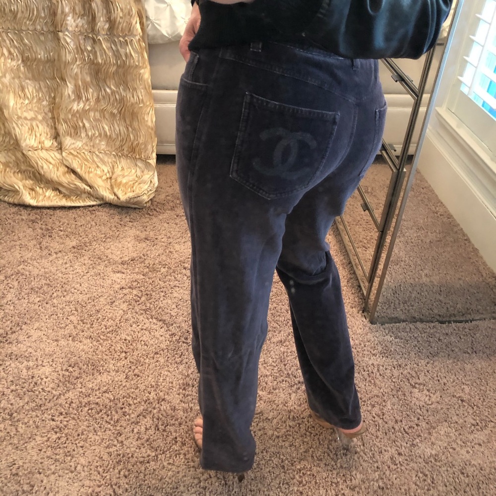$1500 Chanel Velvet Pants Jeans Size 40 US 6 - Picture 1 of 8